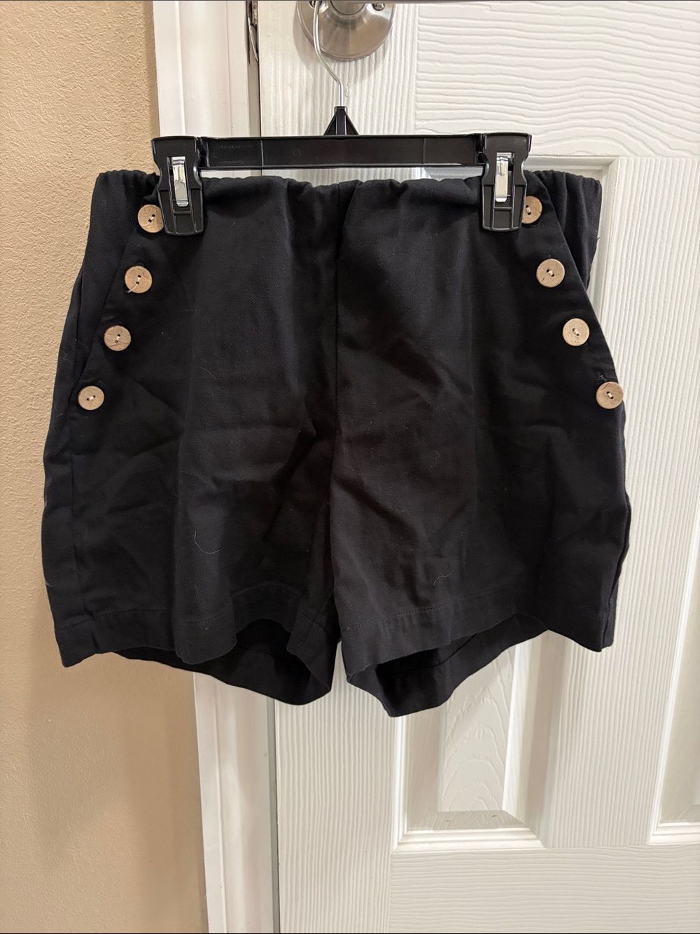 Fifteen Twenty Black High-Waist Button-Accent Shorts